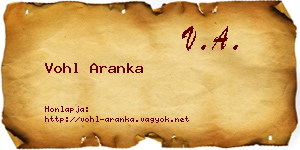 Vohl Aranka névjegykártya
